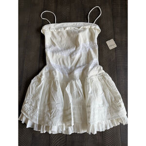 Free People White Lace Layered Slip Dress XS NWT